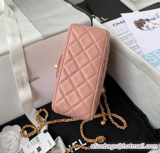 Top Quality Chanel Lambskin Mini Square Flap Bag with Gold-Tone Metal Ball AS1786 Pink 2024