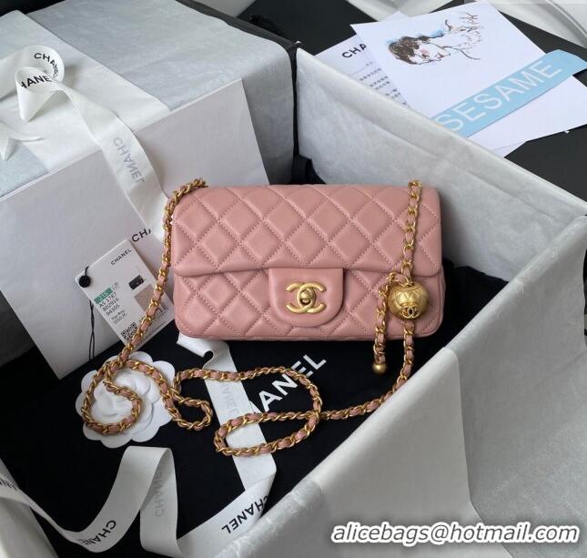 Best Price Chanel Lambskin Small Flap Bag with Gold-Tone Metal Ball AS1787 Light Pink 2024