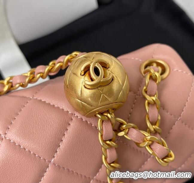 Best Price Chanel Lambskin Small Flap Bag with Gold-Tone Metal Ball AS1787 Light Pink 2024