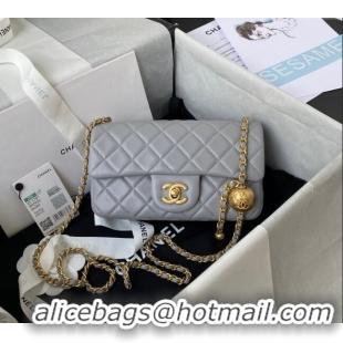 Grade Fashion Chanel Lambskin Small Flap Bag with Gold-Tone Metal Ball AS1787 Grey 2024