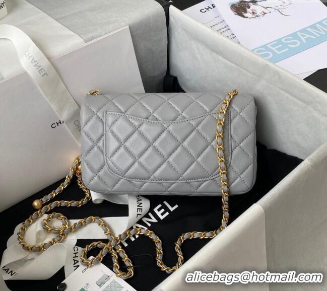 Grade Fashion Chanel Lambskin Small Flap Bag with Gold-Tone Metal Ball AS1787 Grey 2024