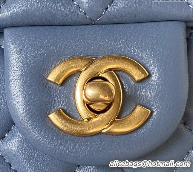 Modern Classic Chanel Lambskin Small Flap Bag with Gold-Tone Metal Ball AS1787 Blue 2024