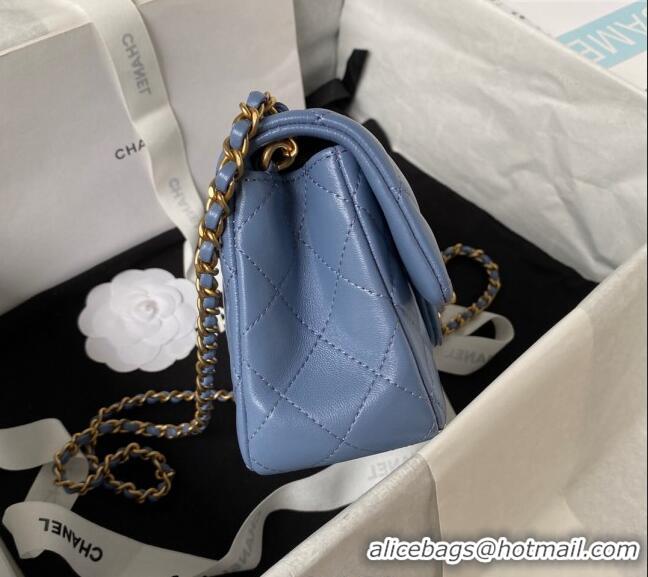 Modern Classic Chanel Lambskin Small Flap Bag with Gold-Tone Metal Ball AS1787 Blue 2024