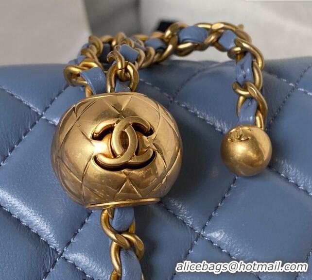 Modern Classic Chanel Lambskin Small Flap Bag with Gold-Tone Metal Ball AS1787 Blue 2024