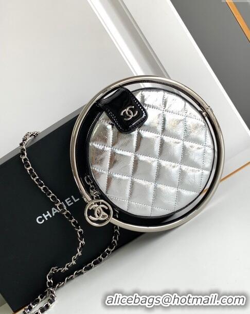 Hot Style Chanel Tellurion Silver Calfskin Small Evening Bag with Chain AS7119 2024