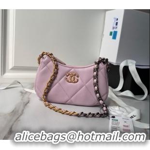 Fashion Luxury Chanel 19 Calfskin Clutch with Short Chain AP3763 Light Purple 2024