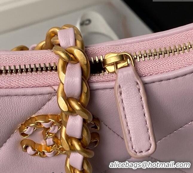 Fashion Luxury Chanel 19 Calfskin Clutch with Short Chain AP3763 Light Purple 2024