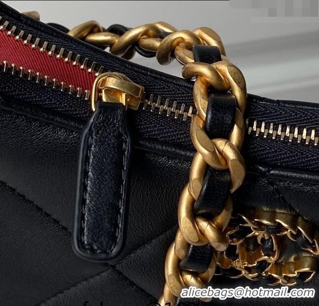 Modern Classic Chanel 19 Calfskin Clutch with Short Chain AP3763 Black 2024