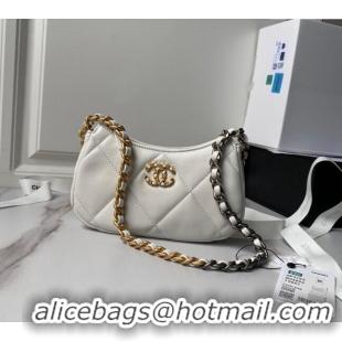 Women Classic Chanel 19 Calfskin Clutch with Short Chain AP3763 White 2024