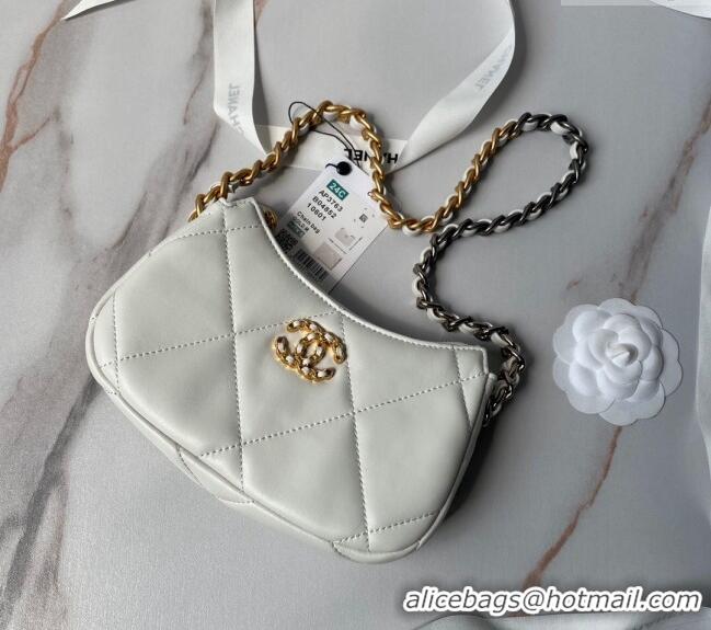 Women Classic Chanel 19 Calfskin Clutch with Short Chain AP3763 White 2024