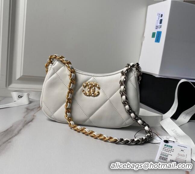 Women Classic Chanel 19 Calfskin Clutch with Short Chain AP3763 White 2024