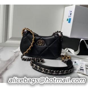 Spot Bulk Chanel 19 Calfskin Clutch with Long Chain AP3763 Black 2024