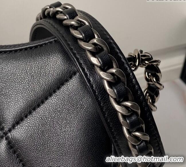 Spot Bulk Chanel 19 Calfskin Clutch with Long Chain AP3763 Black 2024