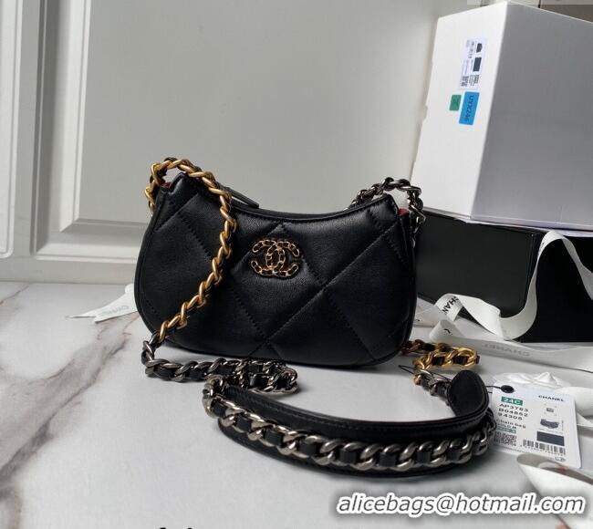 Spot Bulk Chanel 19 Calfskin Clutch with Long Chain AP3763 Black 2024