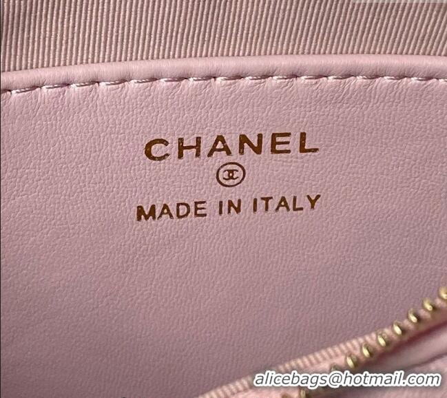 Top Quality Chanel 19 Calfskin Clutch with Long Chain AP3763 Light Purple 2024