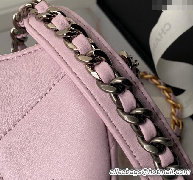 Top Quality Chanel 19 Calfskin Clutch with Long Chain AP3763 Light Purple 2024