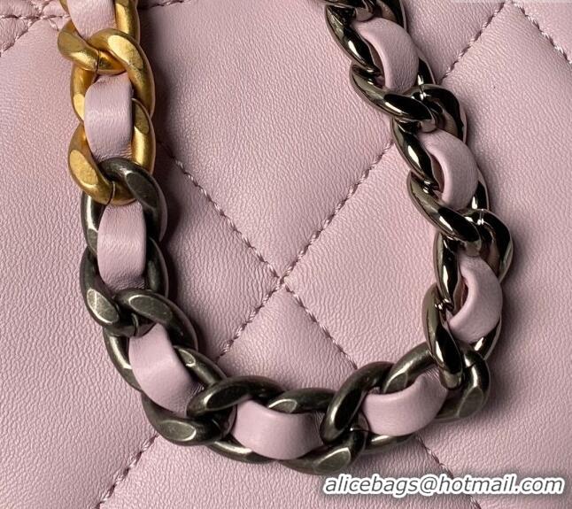 Top Quality Chanel 19 Calfskin Clutch with Long Chain AP3763 Light Purple 2024