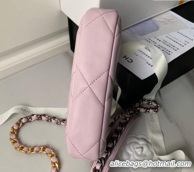 Top Quality Chanel 19 Calfskin Clutch with Long Chain AP3763 Light Purple 2024