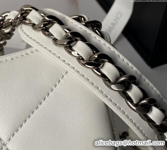 Wholesale Best Chanel 19 Calfskin Clutch with Long Chain AP3763 White 2024