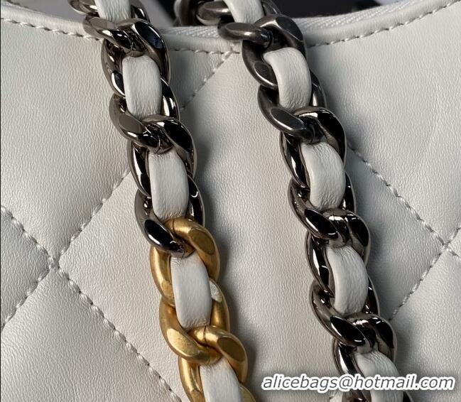 Wholesale Best Chanel 19 Calfskin Clutch with Long Chain AP3763 White 2024