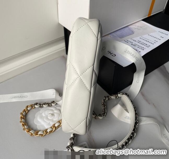 Wholesale Best Chanel 19 Calfskin Clutch with Long Chain AP3763 White 2024