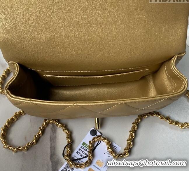 New Release Creation Chanel Calfskin Mini Flap bag with Chain Top Handle AS4848 Gold 2024