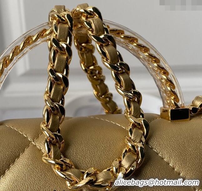 New Release Creation Chanel Calfskin Mini Flap bag with Chain Top Handle AS4848 Gold 2024