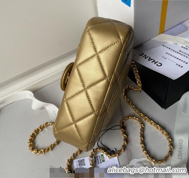 New Release Creation Chanel Calfskin Mini Flap bag with Chain Top Handle AS4848 Gold 2024