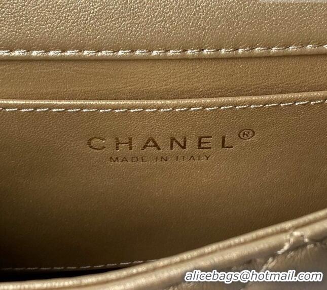 New Release Creation Chanel Calfskin Mini Flap bag with Chain Top Handle AS4848 Gold 2024