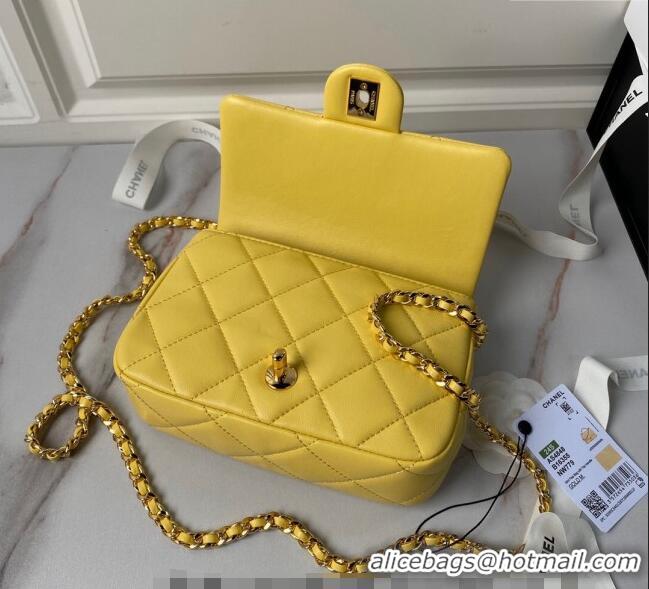 Cheapest Chanel Calfskin Mini Flap bag with Chain Top Handle AS4848 Yellow 2024