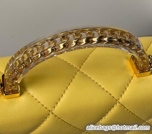 Cheapest Chanel Calfskin Mini Flap bag with Chain Top Handle AS4848 Yellow 2024