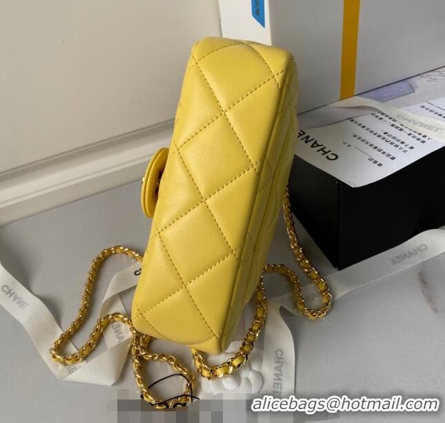 Cheapest Chanel Calfskin Mini Flap bag with Chain Top Handle AS4848 Yellow 2024