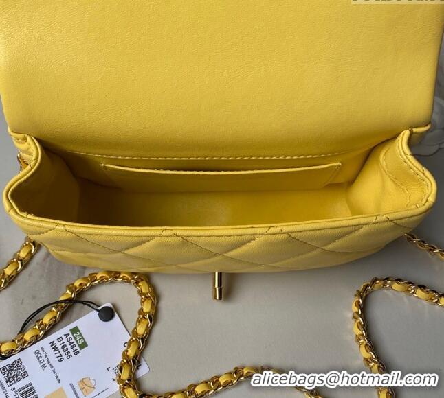 Cheapest Chanel Calfskin Mini Flap bag with Chain Top Handle AS4848 Yellow 2024