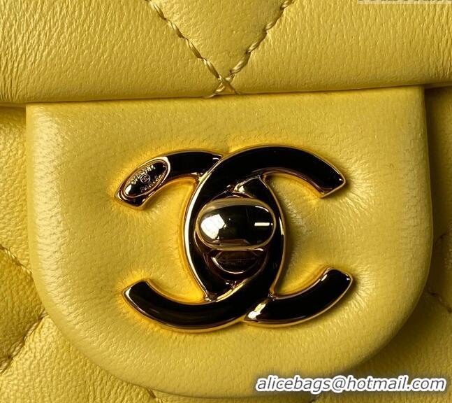 Cheapest Chanel Calfskin Mini Flap bag with Chain Top Handle AS4848 Yellow 2024