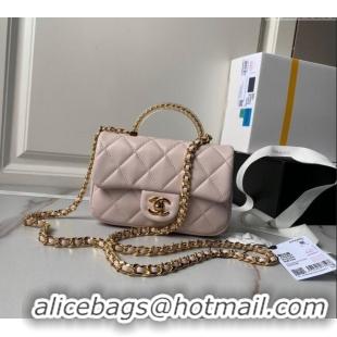 Inexpensive Chanel Calfskin Mini Flap bag with Chain Top Handle AS4847 Light Pink 2024