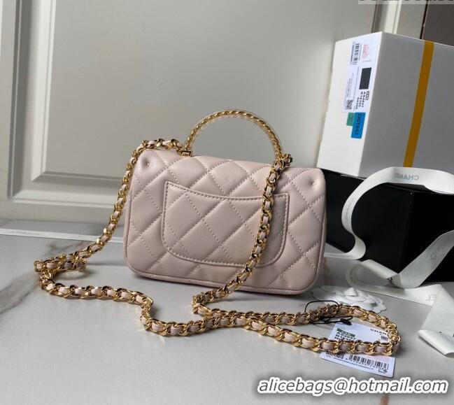 Inexpensive Chanel Calfskin Mini Flap bag with Chain Top Handle AS4847 Light Pink 2024