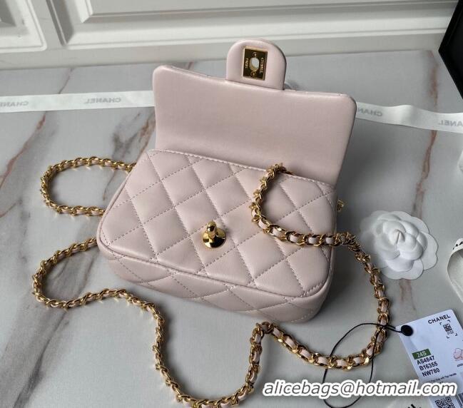 Inexpensive Chanel Calfskin Mini Flap bag with Chain Top Handle AS4847 Light Pink 2024