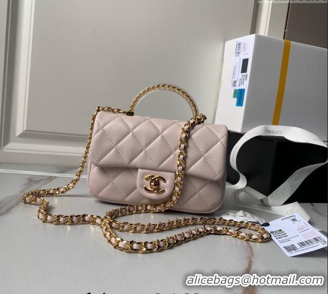 Inexpensive Chanel Calfskin Mini Flap bag with Chain Top Handle AS4847 Light Pink 2024