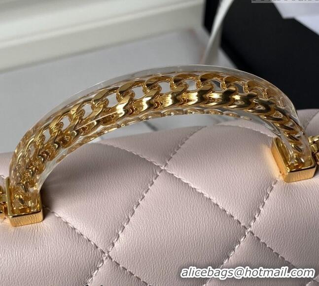 Wholesale Cheap Chanel Calfskin Mini Flap bag with Chain Top Handle AS4848 Light Pink 2024