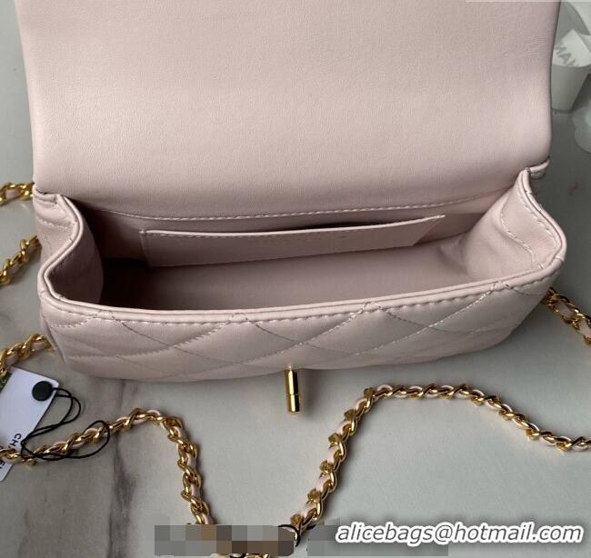 Wholesale Cheap Chanel Calfskin Mini Flap bag with Chain Top Handle AS4848 Light Pink 2024