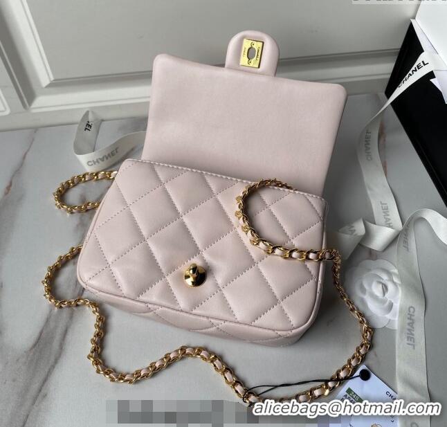 Wholesale Cheap Chanel Calfskin Mini Flap bag with Chain Top Handle AS4848 Light Pink 2024