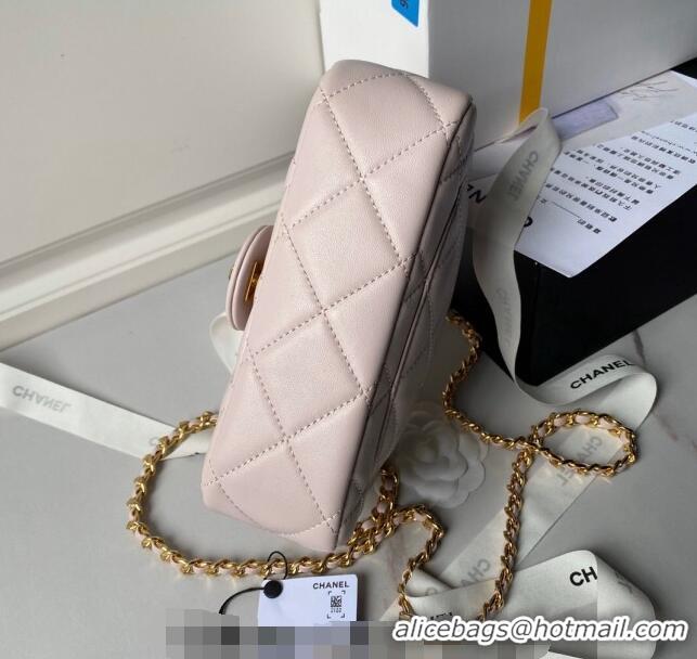 Wholesale Cheap Chanel Calfskin Mini Flap bag with Chain Top Handle AS4848 Light Pink 2024