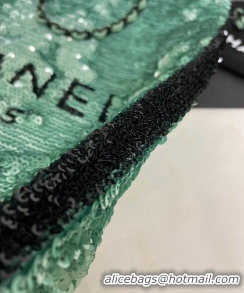 New Arrivals Chanel Sequins & Black Metal Shopping bag AS4856 Green/Black 2024