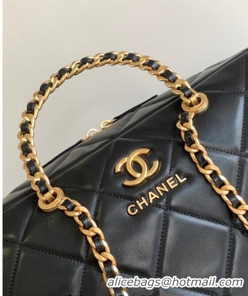 Buy Classic Chanel Quilted Calfskin Vintage Bowling Bag A0507 Black 2024