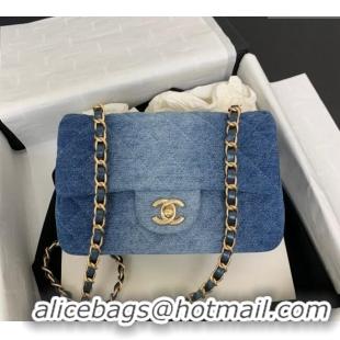 Spot Bulk Chanel Washed Denim Classic 11.12 Flap bag A01112 Blue 2024