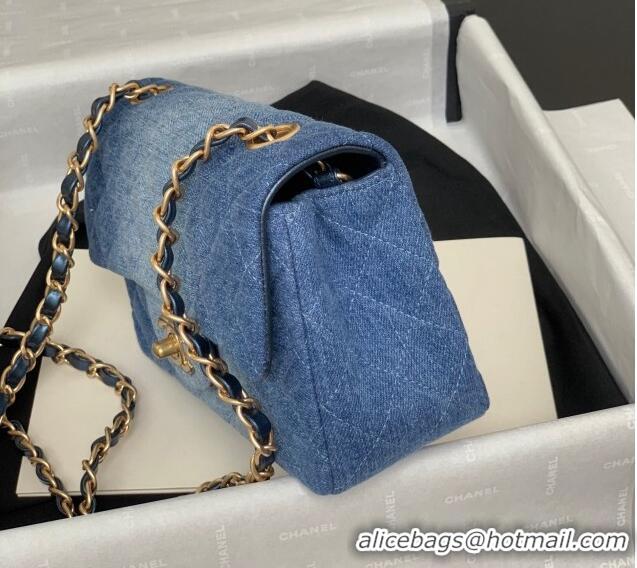 Spot Bulk Chanel Washed Denim Classic 11.12 Flap bag A01112 Blue 2024