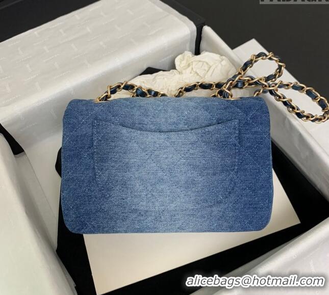 Spot Bulk Chanel Washed Denim Classic 11.12 Flap bag A01112 Blue 2024