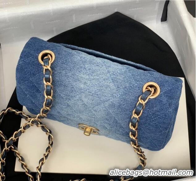 Spot Bulk Chanel Washed Denim Classic 11.12 Flap bag A01112 Blue 2024