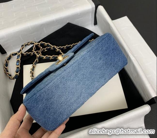 Spot Bulk Chanel Washed Denim Classic 11.12 Flap bag A01112 Blue 2024