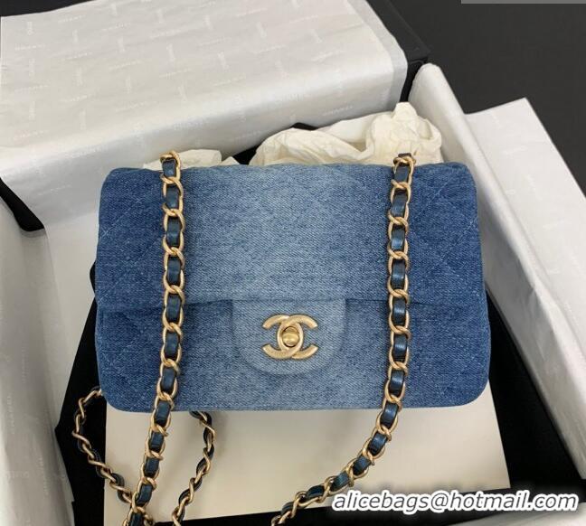 Spot Bulk Chanel Washed Denim Classic 11.12 Flap bag A01112 Blue 2024